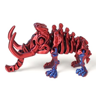3D Printer Toys 3-d Printed Stuff Mammoth Articulated Flexible for Home Office Executive Desk Decoration Movable Joints-Laser Blue||11.5cm