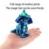 3 d Printed Animals 3-d Printed Toys Magical Wizard Cat Flexible Movable Joints with Removable Hat for Home Office Decompression Decor Executive Desk Toys-Dream Green view 3