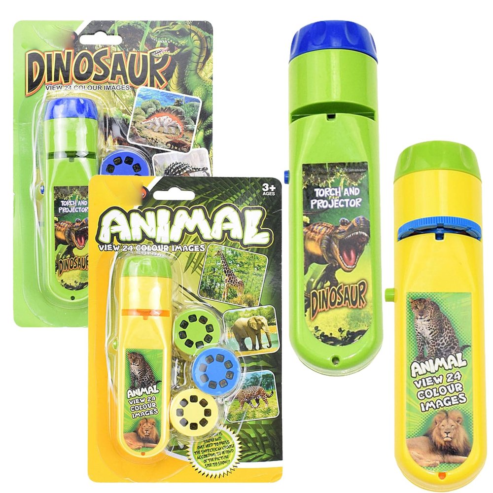 Dinosaur Projector Flashlight, 1 Set Dinosaur Projector Toy with 3 Discs & 24 Patterns, Portable Dinosaur Projector Flashlight, Night Light Technology Toy for Christmas (2 PCS A)
