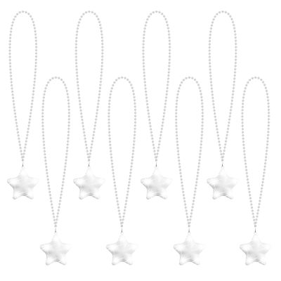 U-MOJOK 8 Pack White Light Up Necklaces Flashing Star Bead Necklaces Glow In The Dark Party Supplies for Weddings Birthday Valentines Mardi Gras July 4th Halloween Christmas