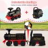 Costzon 2-Seater Ride on Train with Carriage, 6V Ride on Toy w/Under-Seat Storage, Footrests, Train Whistle, Music & Colorful Flashing LED Lights, Electric Car for Kids Aged 18+ (2 Seaters, Black) view 2