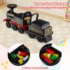 Costzon 2-Seater Ride on Train with Carriage, 6V Ride on Toy w/Under-Seat Storage, Footrests, Train Whistle, Music & Colorful Flashing LED Lights, Electric Car for Kids Aged 18+ (2 Seaters, Black) view 3