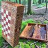 13.8" Handmade 2-in-1 Wooden Backgammon & Chess Set  Solid Inlaid Game Board for Men and Collectors view 1