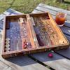 13.8" Handmade 2-in-1 Wooden Backgammon & Chess Set  Solid Inlaid Game Board for Men and Collectors view 2