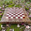 13.8" Handmade 2-in-1 Wooden Backgammon & Chess Set  Solid Inlaid Game Board for Men and Collectors view 3