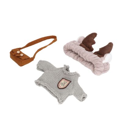 Keenso Delicate Duck Plush Toy Clothes: DIY Match Clothing Set for Plush Ducks or Other Toys - Two Washable Material, Headband, Clothes, and Small Bag Included 3 Piece Set (G Type)