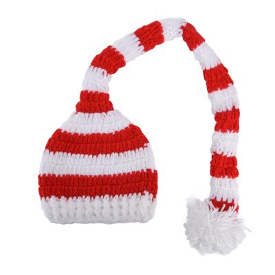 Aqur2020 Baby Santa Hat, Premium Cotton Handmade, Long Tail, for 0-3 Months, Christmas Theme