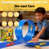 3-Lane Flexible Race Track for Kids - 20FT Flex Race Car Ramp Track with Strong Suction Cups, Rolls Up Portable DIY Racetrack Compatible with Hot Wheels & Diecast 1/64th Cars view 3