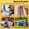 3-Lane Flexible Race Track for Kids - 20FT Flex Race Car Ramp Track with Strong Suction Cups, Rolls Up Portable DIY Racetrack Compatible with Hot Wheels & Diecast 1/64th Cars view 4