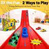 3-Lane Flexible Race Track for Kids - 20FT Flex Race Car Ramp Track with Strong Suction Cups, Rolls Up Portable DIY Racetrack Compatible with Hot Wheels & Diecast 1/64th Cars view 2