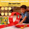 3-Lane Flexible Race Track for Kids - 20FT Flex Race Car Ramp Track with Strong Suction Cups, Rolls Up Portable DIY Racetrack Compatible with Hot Wheels & Diecast 1/64th Cars view 3