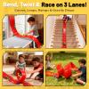 3-Lane Flexible Race Track for Kids - 20FT Flex Race Car Ramp Track with Strong Suction Cups, Rolls Up Portable DIY Racetrack Compatible with Hot Wheels & Diecast 1/64th Cars view 4