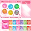 24 Pack Valentines Day Gifts for Kids Classroom Stress Balls with Valentines Cards for Kids School, Stress Relief Squeeze Toys Valentines for Class Party Favors for Boys Girls Classroom Exchange Gift view 2