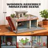 MOCBURIKU 1/64 Scale Diecast Car Display Garage, Compatible with Hot Wheels, 98pcs Wooden Diorama with LED Lights (Parking Lot) view 3