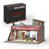 MOCBURIKU 1/64 Scale Wooden Diorama Display Case with LED Lights, Diecast Car Storage Garage for Hot Wheels Matchbox Display, Holds 4 Model Cars, 139PCS (Auto Repair Shop) view 1