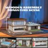 MOCBURIKU 1/64 Wooden Diorama Kit for Diecast Car, Display Case Garage Compatible with Hot Wheels, Built-in LED Lights, Maximum 3 Car Capacity (Villa) view 3