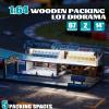 MOCBURIKU 1/64 Scale Diecast Car Diorama, 67pcs Wooden Display Case Garage for Hot Wheels with LED Light, Showcases 5 Model Cars (Racetrack) view 2