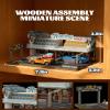 MOCBURIKU 1/64 Scale Diecast Car Diorama, 67pcs Wooden Display Case Garage for Hot Wheels with LED Light, Showcases 5 Model Cars (Racetrack) view 3