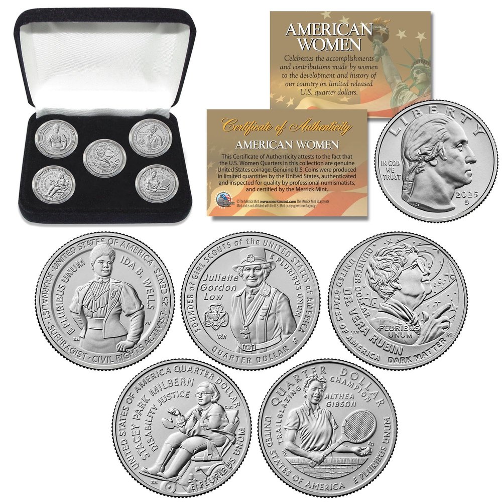 2025 American Women Quarters U.S. Mint 5-Coin Full Set in Capsules with Display Box (D-Mint)