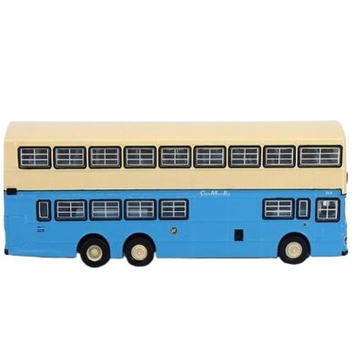 1:110 for Diecast Scale Blue Bus Yellow Roof Simulation Alloy Car Decoration Model Indoor Games