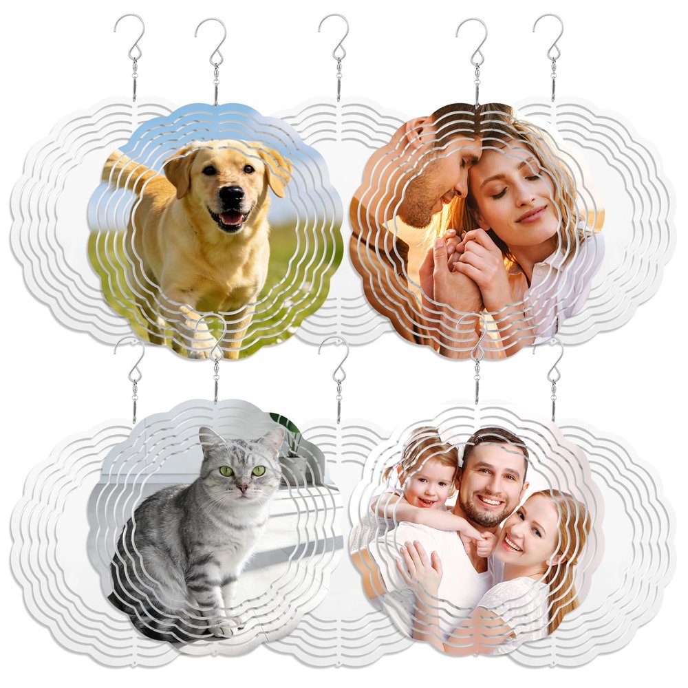 10 Pack 8 Inch Sublimation Wind Spinner Blanks Aluminum Metal Hanging Wind Spinners Sublimation Blanks for Yard Garden Wind Spinner Outdoor Decoration