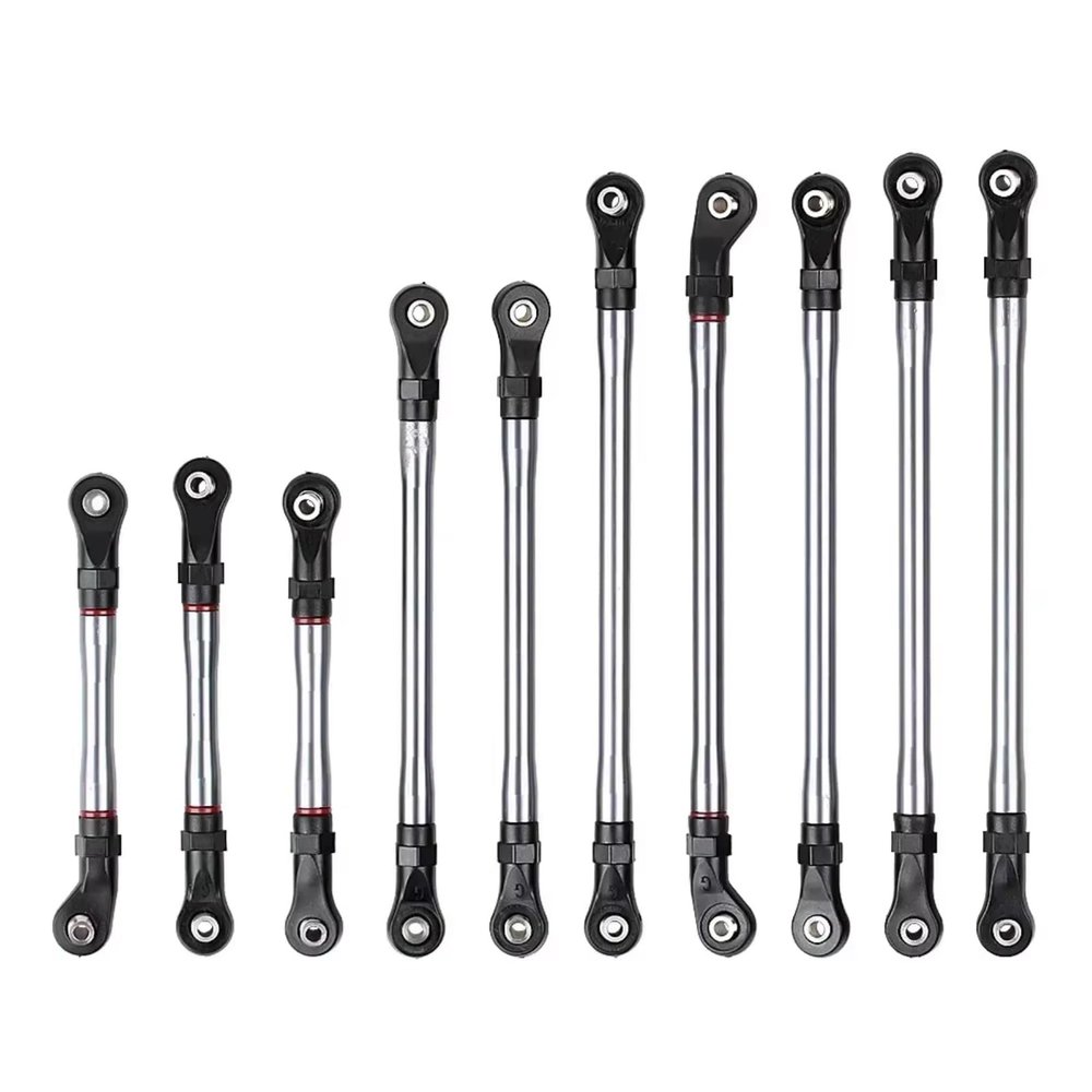 for Traxxas for TRX-4 1/10 324mm 10Pcs Set Metal Link Set Rod End Rc Car Parts and Accessories Upgrades Replacements Repairs RC Car DIY Parts(Silver)