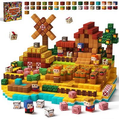 idoot 200PCS Magnetic Blocks Farm Animal Toys, STEM Sensory Building Gifts for Boys and Girls