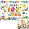 100th Day of School Backdrop Banner Colorful Happy 100th Day of School Photography Background Kids School Classroom Party Decorations Banner Booth Props (7x5FT(82 x 59 inch)) view 1