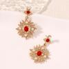 5 * 3.2cm Retro Geometric Sun Pearl Women'S Hollow Pendant Earrings,golden,5 * 3.2cm view 2