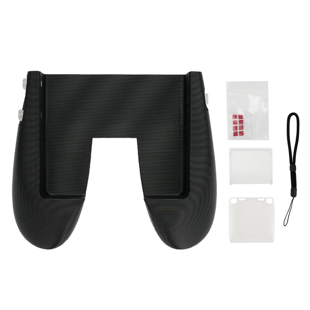 Grip Handle and Protective Case Combo for MM Flip Handheld Game Console (Black Grip with White Case)