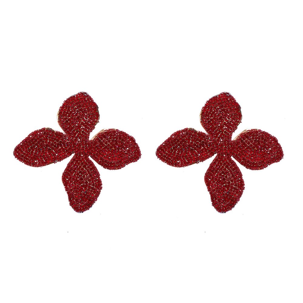 8.4 * 8.6cm Bohemian Metal Flower Earrings For Women,red,8.4 * 8.6cm