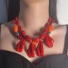 43+7cm Bohemian Double-Layer Bead Geometric Resin Layered Necklace,white,43+7cm view 3