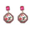 5 * 2.9cm Retro Alloy Geometric Bird Leopard Print Female Earrings,rose Red,5 * 2.9cm view 1