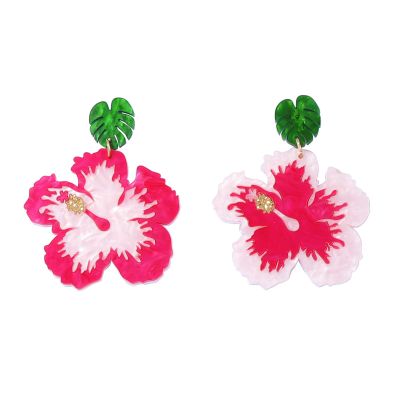6.1 * 4.5cm Bohemian Asymmetrical Acrylic Flower Earrings For Women,multicolored,6.1 * 4.5cm