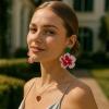 6.1 * 4.5cm Bohemian Asymmetrical Acrylic Flower Earrings For Women,multicolored,6.1 * 4.5cm view 2