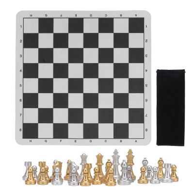 Chess Set with Board and Pieces Premium Travel Chess Game Portable Chessboard Kit for Home Decor Kids Adults Family Party Camping PS Material Flannelette Bag 32 Pieces 23.8 x