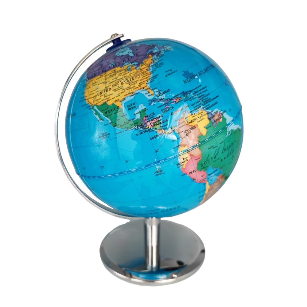 9" Spinning Earth Globe with Stand for Geography Teachers Learning, 360 Degrees Rotatable Earth Interactive World Globe for Desktop Decor