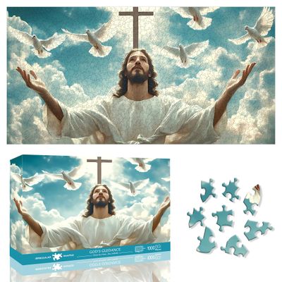 Zariocy Extra Large God Guidance 1000-Piece Jigsaw Puzzle for Adults - Challenging Irregular Shapes, No-Dust Puzzle Board, Family Time, Ideal Gift for Puzzle Lovers, Finished Size 31.5 x 16.4 inch