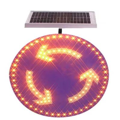 24" Solar Powered Led Roundabout Traffic Sign, High Brightness Aluminum Solar Roadway Warning Sign