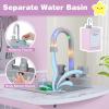 Costzon Kids Kitchen Playset, Little Chef Pretend Cooking Toy w/Light & Sound, Washing Basin, Microwave, Blackboard, Ice Maker, Range Hood, Stove, 2-Piece Corner Wooden Play Kitchen for Kids 3+ (Pink) view 3