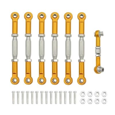 for Traxxas for Slash 4X4 for VXL 2WD for Rustler for Stampede for Hoss 1/10 Metal Turnbuckles Camber Link Rod Linkage Set RC Car Accessories RC Car DIY Parts(Yellow)