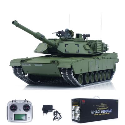 wheelfun 1/16 Remote Control Battle Tank 3918 Abrams M1A2 Metal Gearbox 360 Rotation Barrel Recoil Elevation Laser Aiming Light Hobby Grade Model for Ages 14+