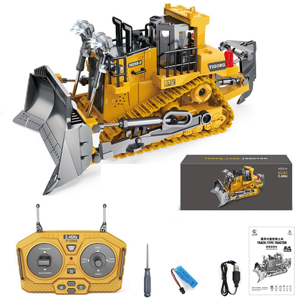 Construction Rc Set of 4, Mini RcConstruction Vehicles Rc Excavator, 2.4ghz Remote Control ConstructionVehicle, Alloy Material Simulate True Scale (Bulldozer)