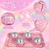 Hohosunlar Tea Party Set for Little Girls, Princess Tea Time Toy for Toddler, Tin Tea Set Include Tea Cups Teapot Dessert Kitchen Pretend Play with Carrying Case, Easter Birthday Gift for Kids Age 3-8 view 4