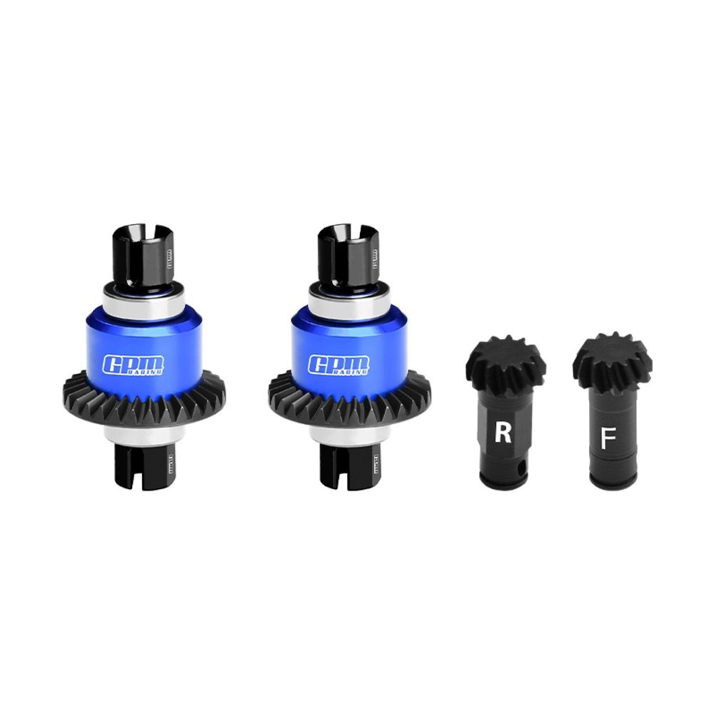 4140 Carbon Steel + Aluminum 7075 Alloy Front & Rear Differential Gear Set 12/30T for Arrma 1:18 Granite GROM / 1:14 Typhon GROM / 1:16 Mojave GROM/Quake GROM/Gorgon GROM - Blue