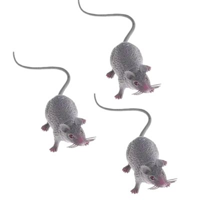 3Pcs Plastic Halloween Rat, Realistic Fake Mouse for Party Decorations, Creepy Prank Props, Spooky April Fool's Day Trick, Lifelike Mice Figures for Party and Haunted House Decor, Decorations (Grey)