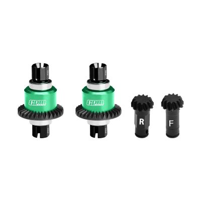 4140 Carbon Steel + Aluminum 7075 Alloy Front & Rear Differential Gear Set 12/30T for Arrma 1:18 Granite GROM / 1:14 Typhon GROM / 1:16 Mojave GROM/Quake GROM/Gorgon GROM - Green