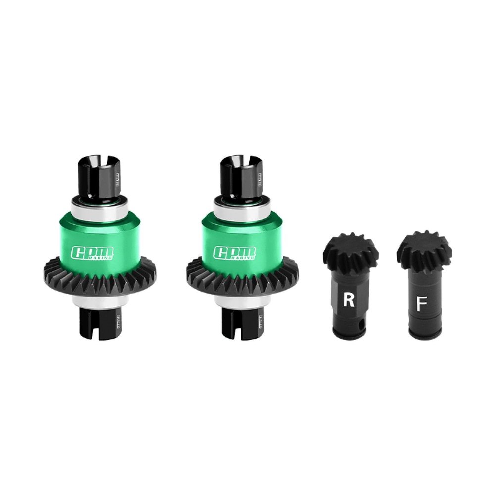 4140 Carbon Steel + Aluminum 7075 Alloy Front & Rear Differential Gear Set 12/30T for Arrma 1:18 Granite GROM / 1:14 Typhon GROM / 1:16 Mojave GROM/Quake GROM/Gorgon GROM - Green