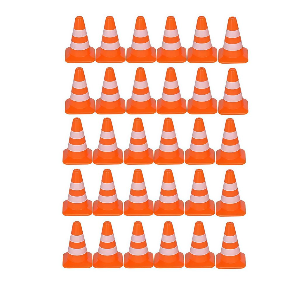 30 Pcs Miniature Road Cone Orange Mini Traffic Cones Plastic Sign Road Cone Toy Roadblock Cone Sign Model Photo Prop Educational for Small Orange Construction Cones,Safety Cones,Safety Barriers