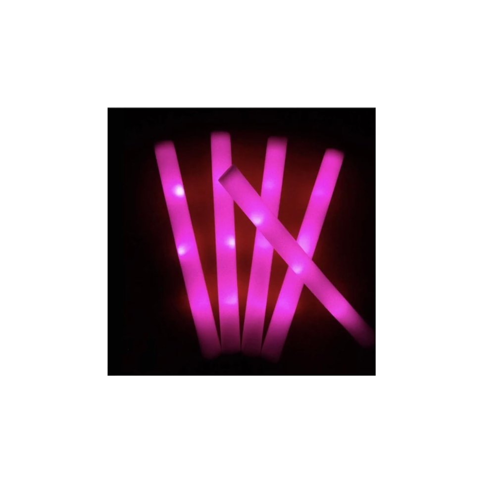 12/24Pcs Glow Sticks Bulk Colorful RGB LED Glow Foam Stick Cheer Tube Dark Light for Xmas Birthday Wedding Party Supplies(24pcs Pink)